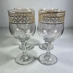 VTG Victoria Crystal 24K Gold Rim Highball Cocktail Glasses Leaf Etched Set Of 4